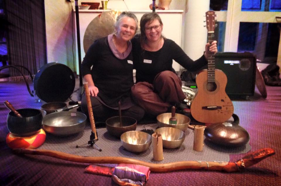 Mindfulness Teacher Salima Bond, and Sound Therapist Heather Frahn, at the Sophia Centre, Adelaide, May 2016.